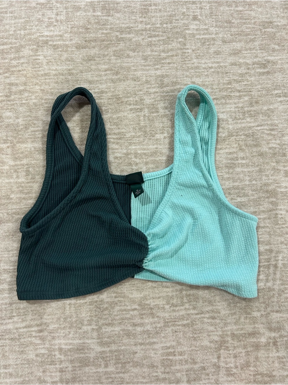 wild fable Colorblock Ribbed Crop Bralette - Dark Teal & Mint